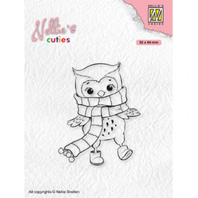 Nellie's Choice Clear Stamp - Owl With Winter-Scarf